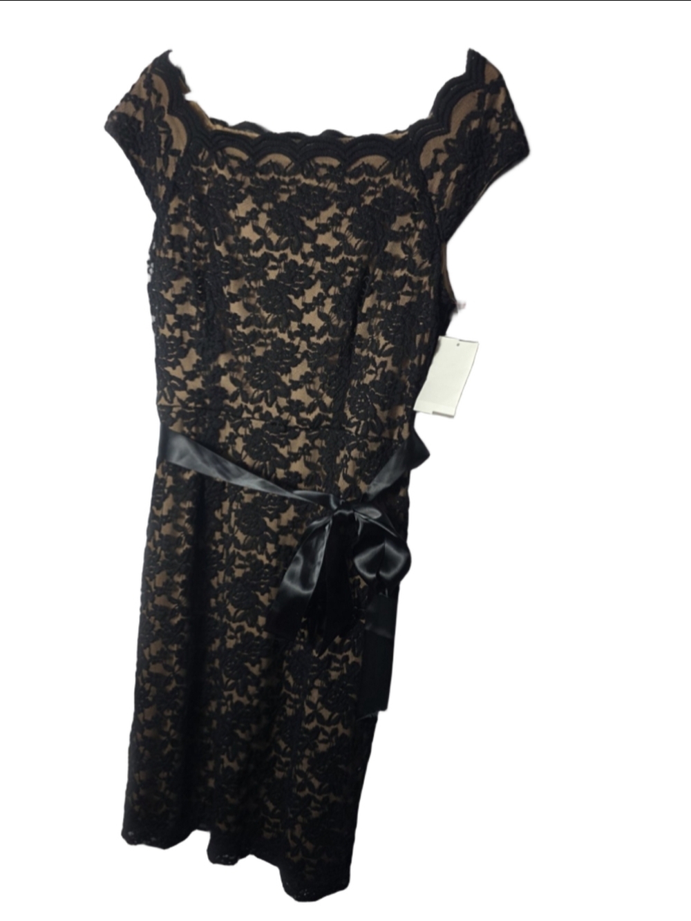 Connected Apparel Women's Dress Size 12 Black Lace Sleeveless Knee Length nwt